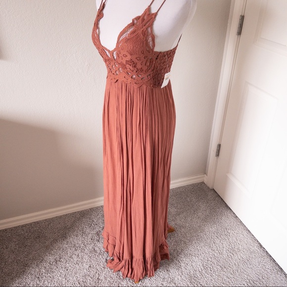 SOLD NWT FREE PEOPLE FP ONE ADELLA MAXI SLIP DRESS | COPPER | SMALL - Picture 4 of 8